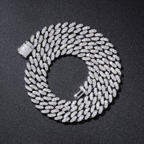 8mm Prong 1 Row CZ Diamond Cuban Link Chain