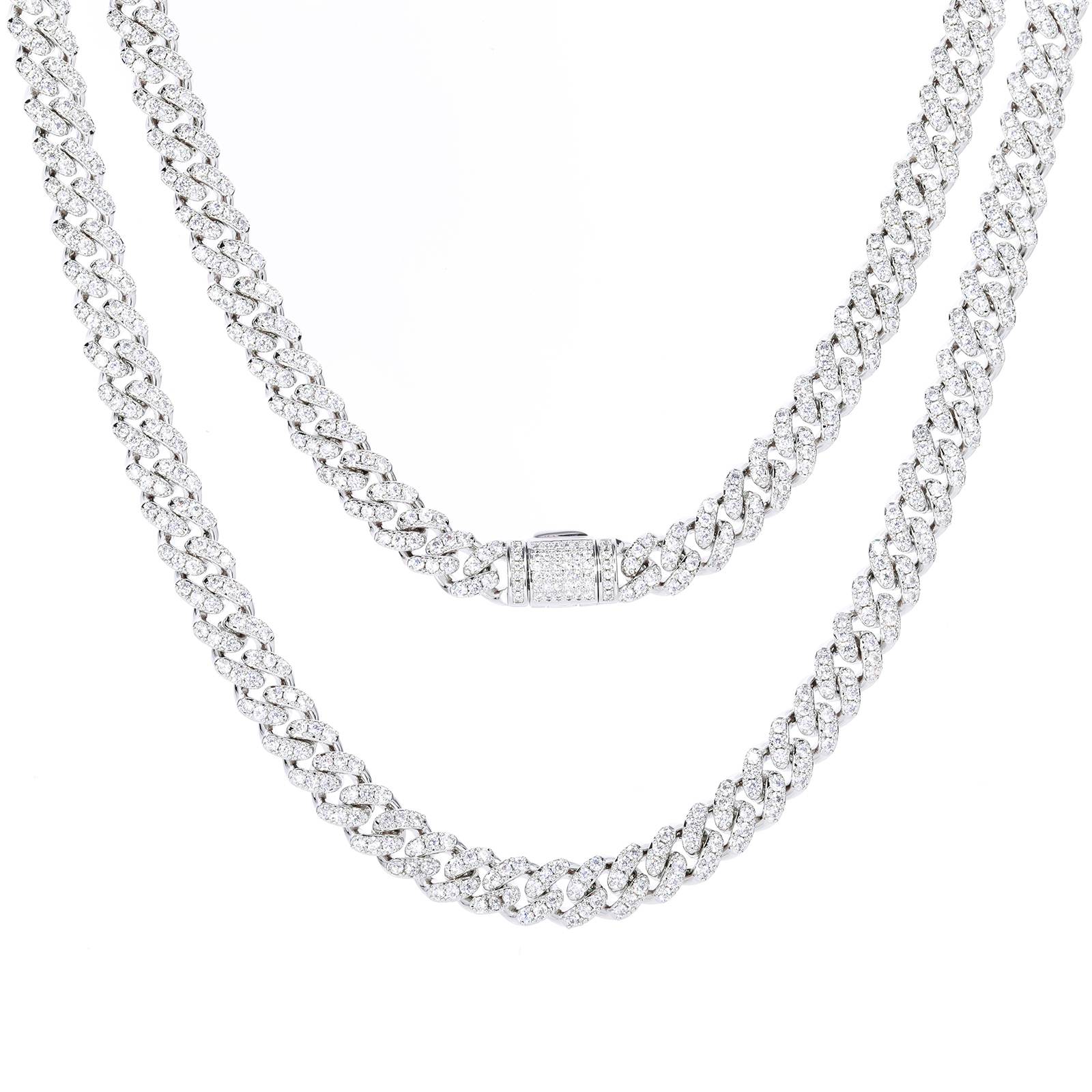 8mm Prong 1 Row CZ Diamond Cuban Link Chain