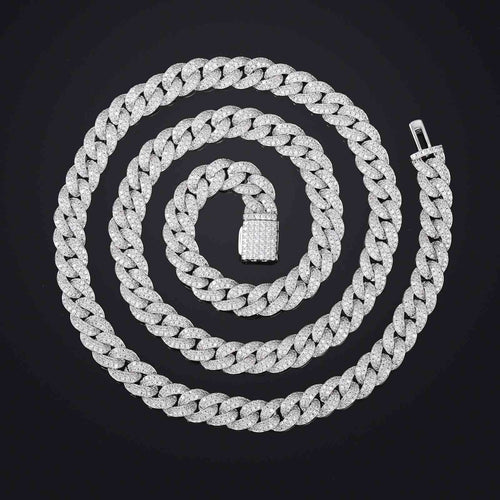8mm Prong 2 Row CZ Buble Cuban Link Chain