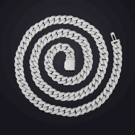 8mm Prong 2 Row CZ Buble Cuban Link Chain