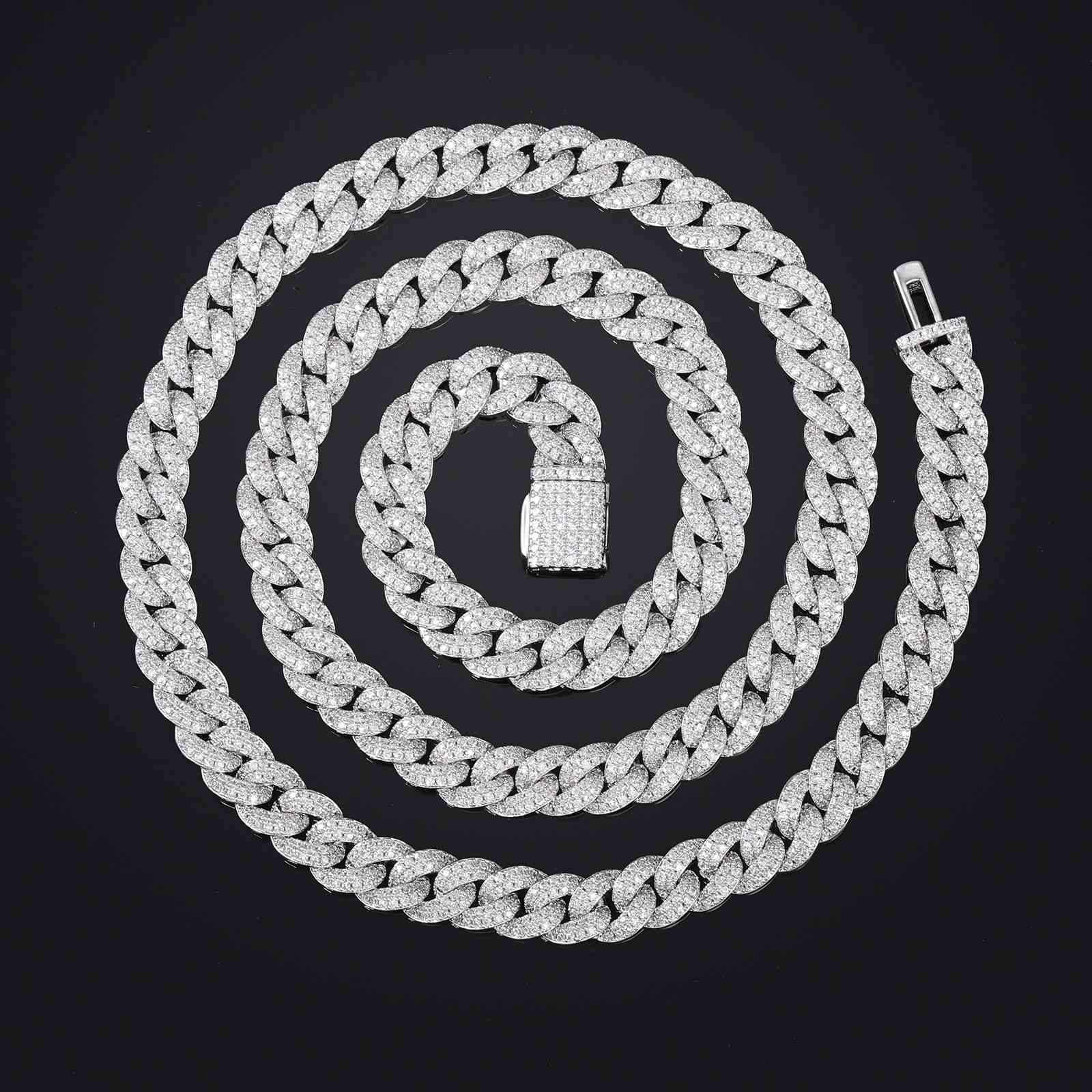 18.5mm S925 Moissanite Sun Moon Elf Ball Link Chain