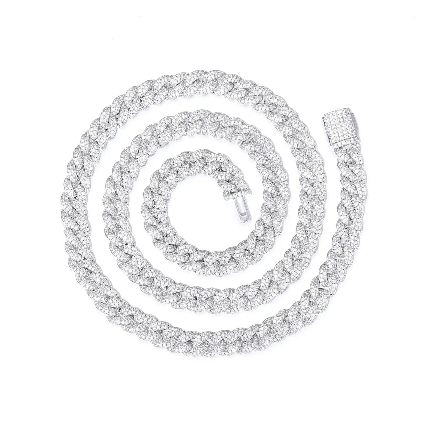 8mm S925 2 Rows Moissanite Bubble Cuban Link Chain