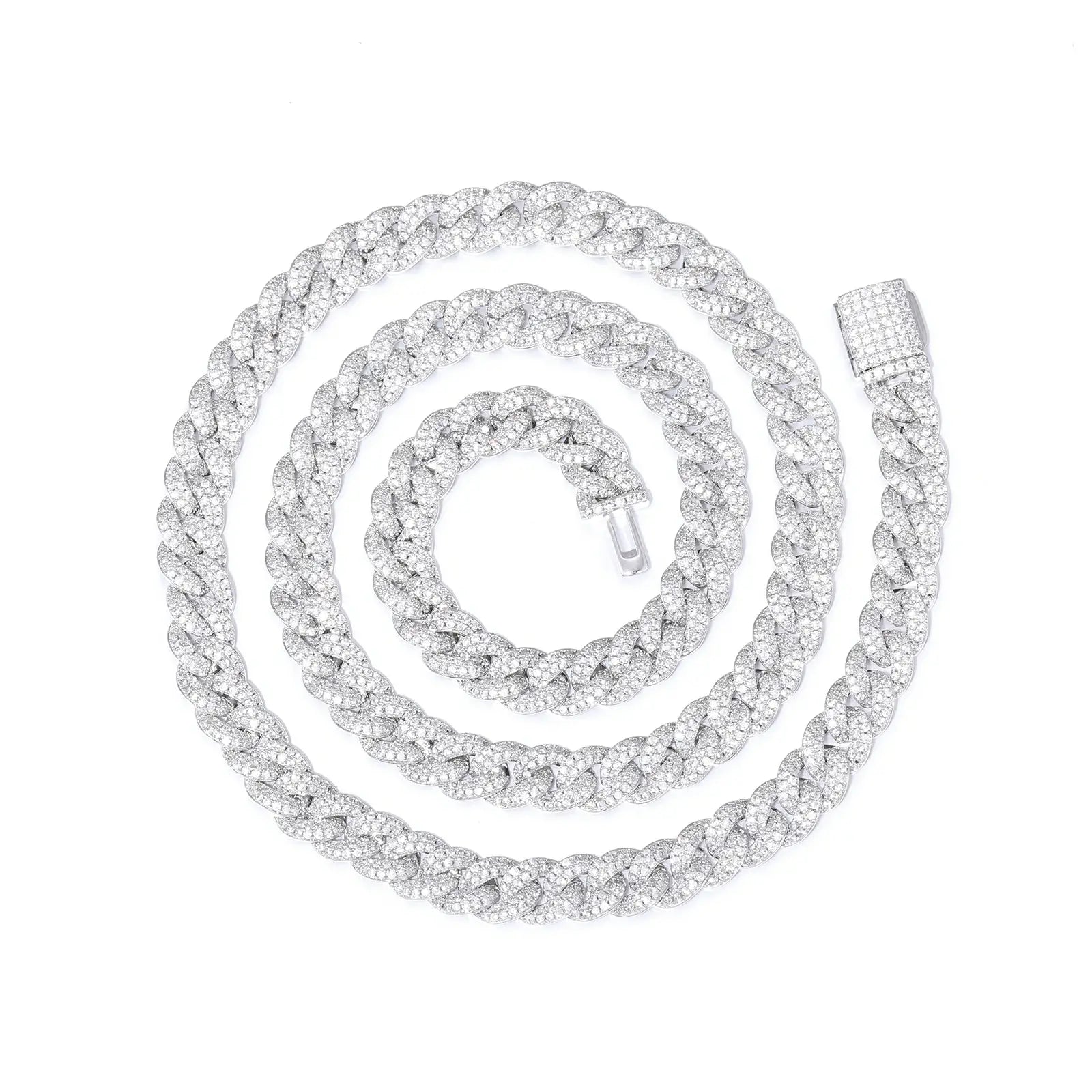 8mm S925 2 Rows Moissanite Bubble Cuban Link Chain