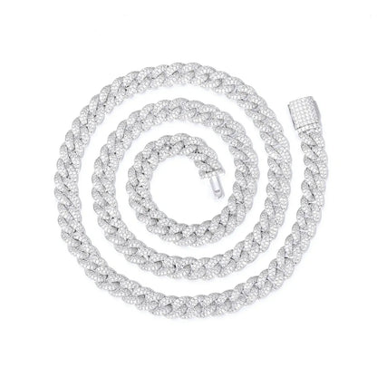 8mm S925 2 Rows Moissanite Bubble Cuban Link Chain