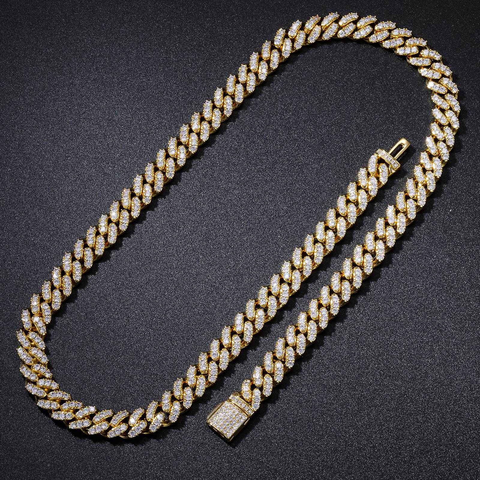 8mm Prong 1 Row CZ Diamond Cuban Link Chain