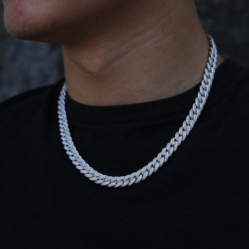 8mm S925 2 Rows Moissanite Bubble Cuban Link Chain