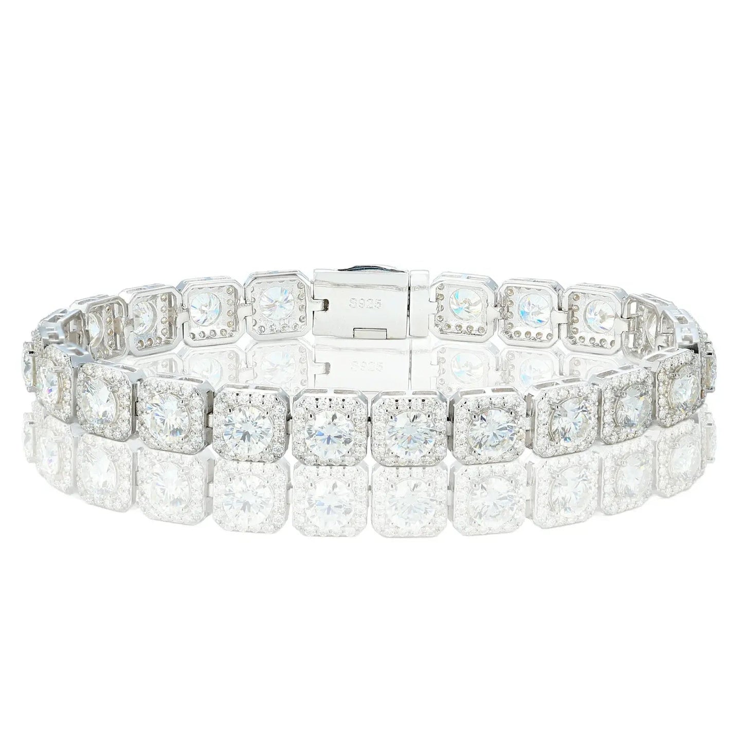 8mm S925 Moissanite Square Halo Tennis Bracelet