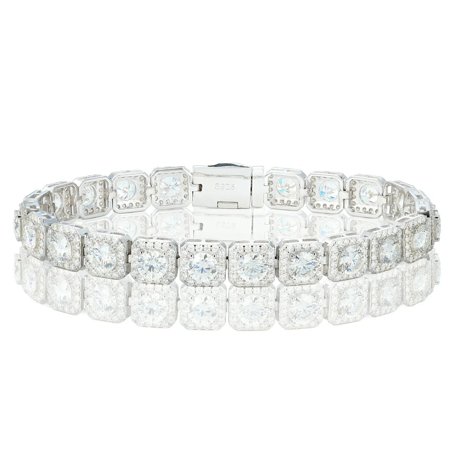 8mm S925 Moissanite Square Halo Tennis Bracelet