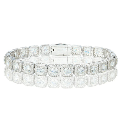 8mm S925 Moissanite Square Halo Tennis Bracelet