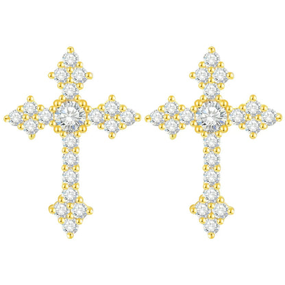 S925 Moissanite Cross Stud Earrings