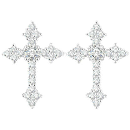 S925 Moissanite Cross Stud Earrings