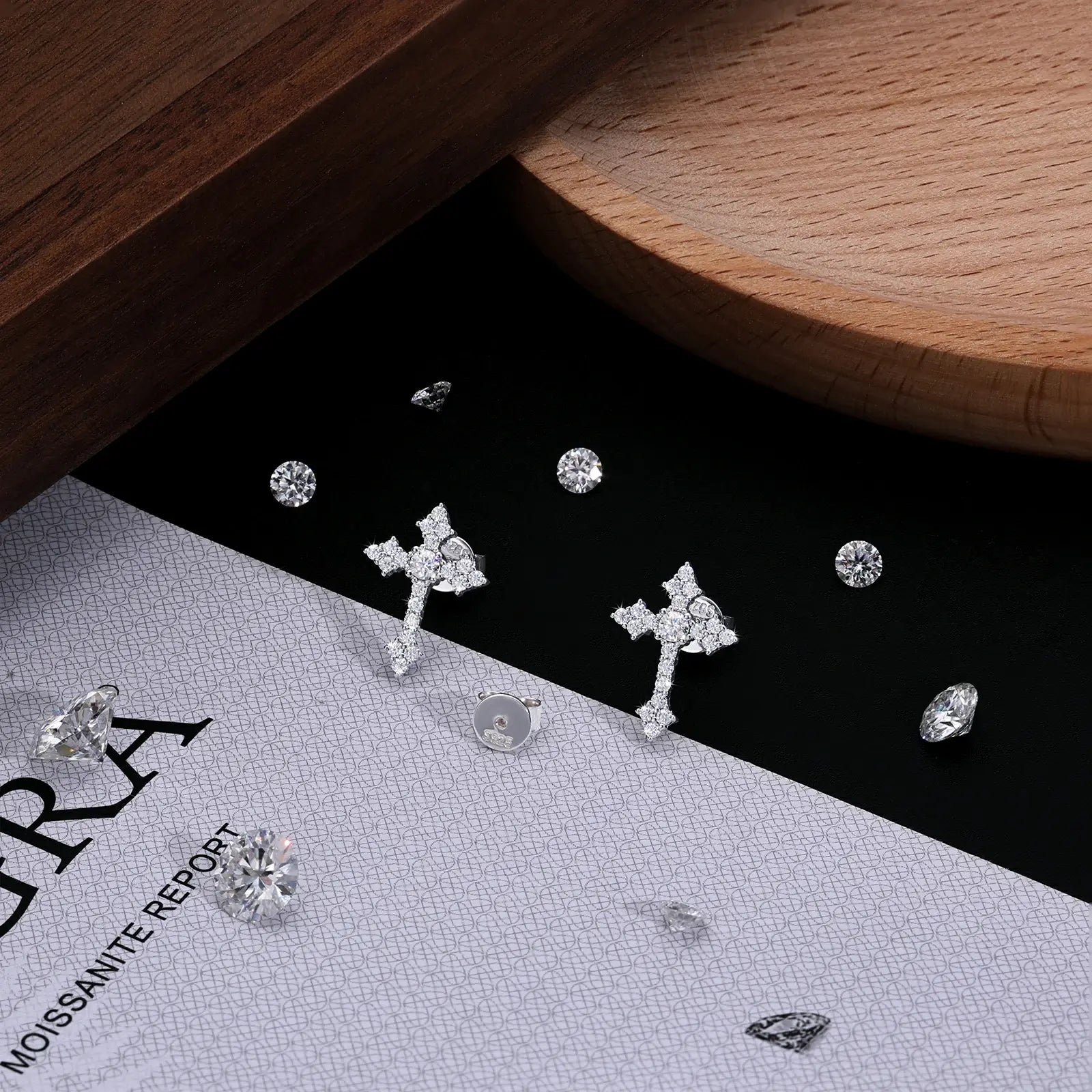 S925 Moissanite Cross Stud Earrings