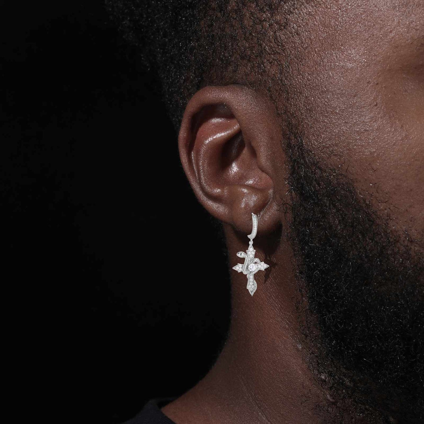 S925 Moissanite Snake Wrap Cross Drop Earrings
