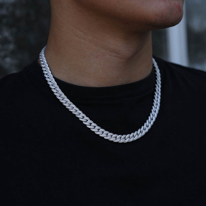 8mm S925 2 Rows Moissanite Bubble Cuban Link Chain
