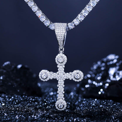S925 Moissanite Cross Pendant With Letter S