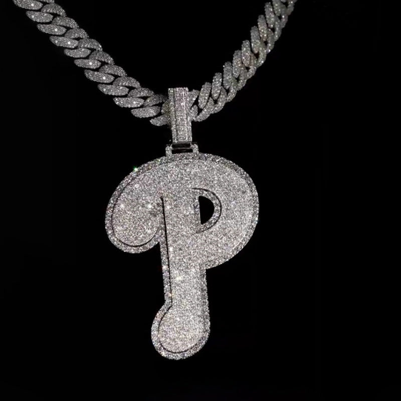 S925 Moissanite Sparkle Letter "P" Pendant