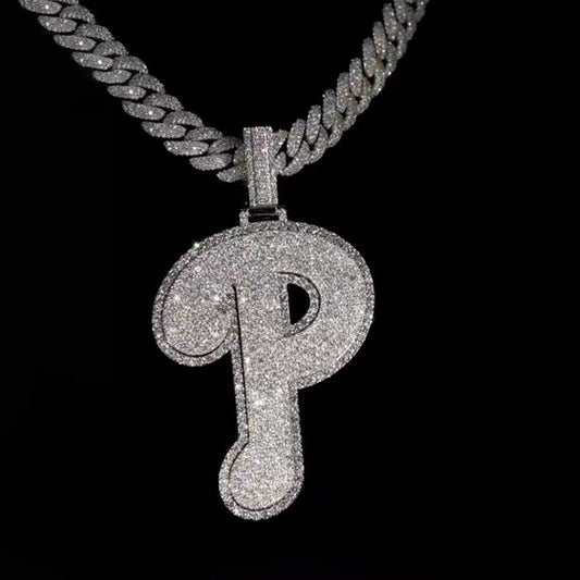 S925 Moissanite Sparkle Letter "P" Pendant