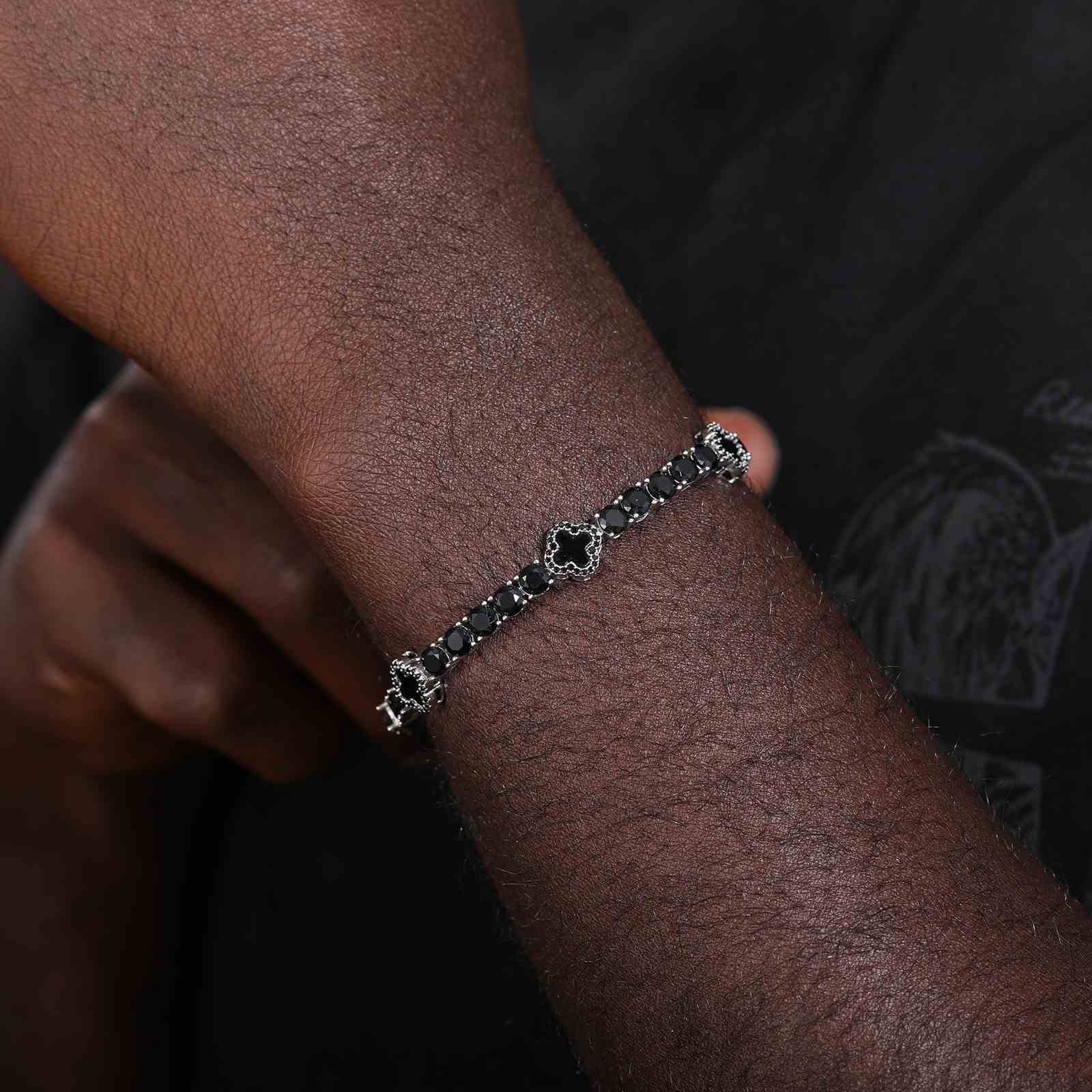 4mm S925 Moissanite Tennis Bracelet With Four Leaf Clover