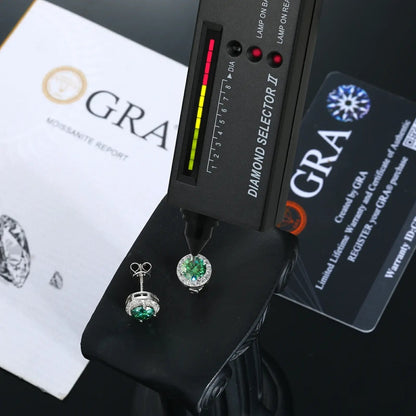 S925 Colored Moissanite Halo Stud Earrings