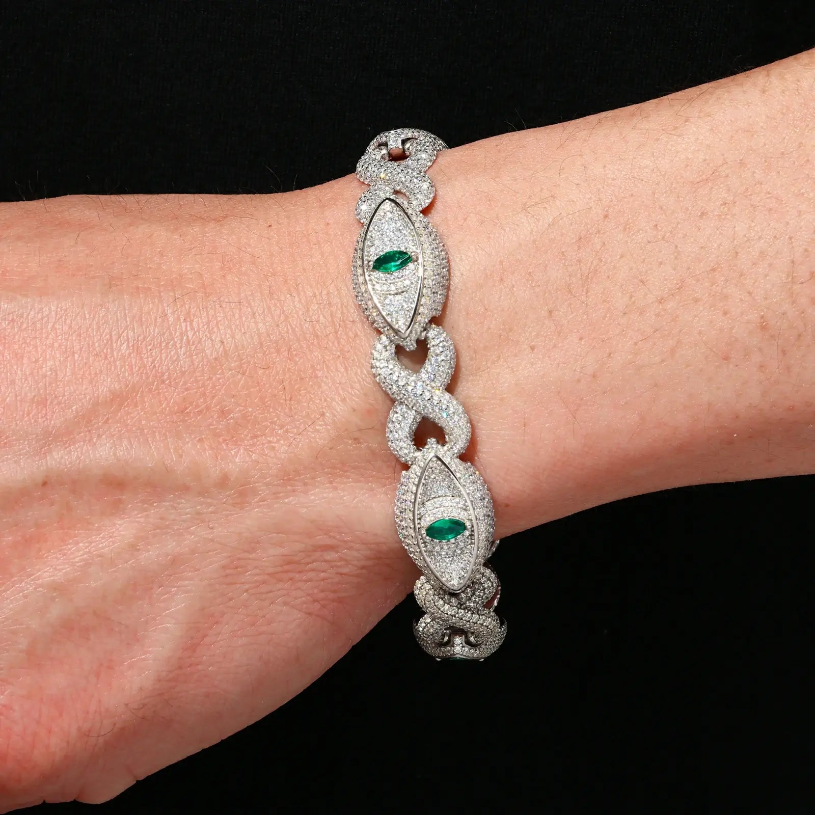 20mm S925 Moissanite Four Leaf Clover Infinity Link Bracelet