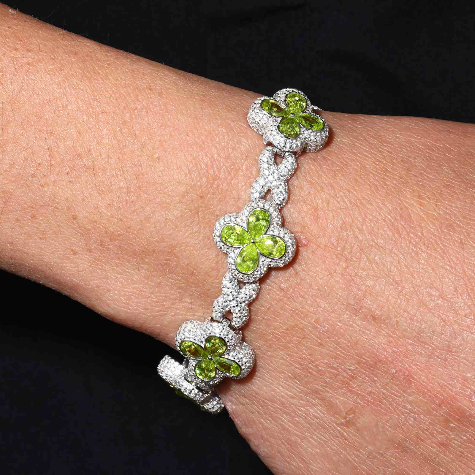 20mm S925 Moissanite Four Leaf Clover Infinity Link Bracelet