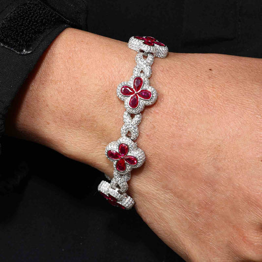 16mm S925 Moissanite Infinity Colored Four Leaf Clover Bracelet