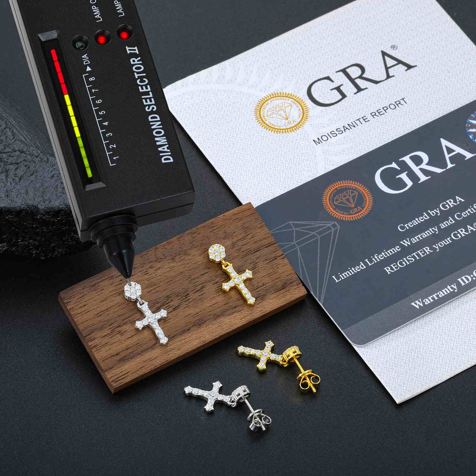 S925 Moissanite Cross Drop Earrings With Flower Stud