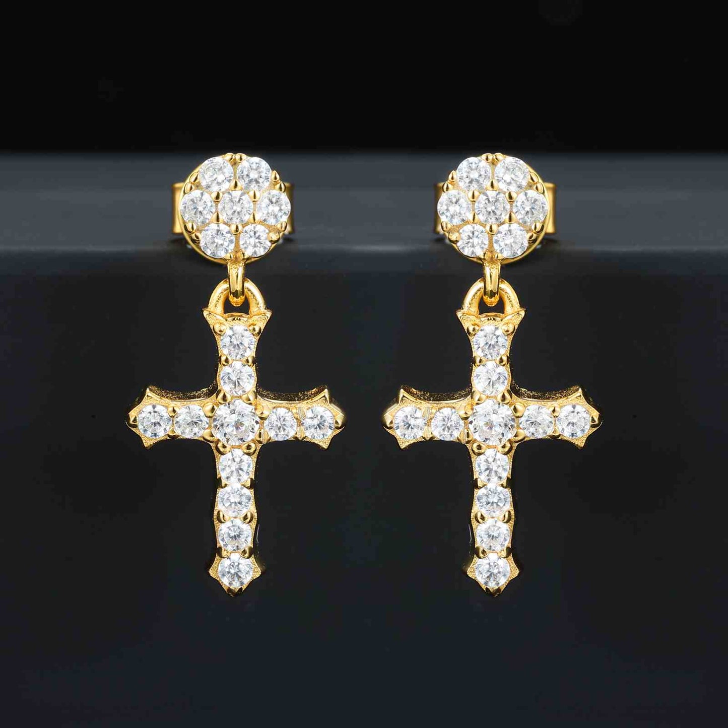 S925 Moissanite Cross Drop Earrings