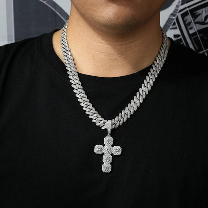 S925 Moissanite Cross Pendant With Letter S