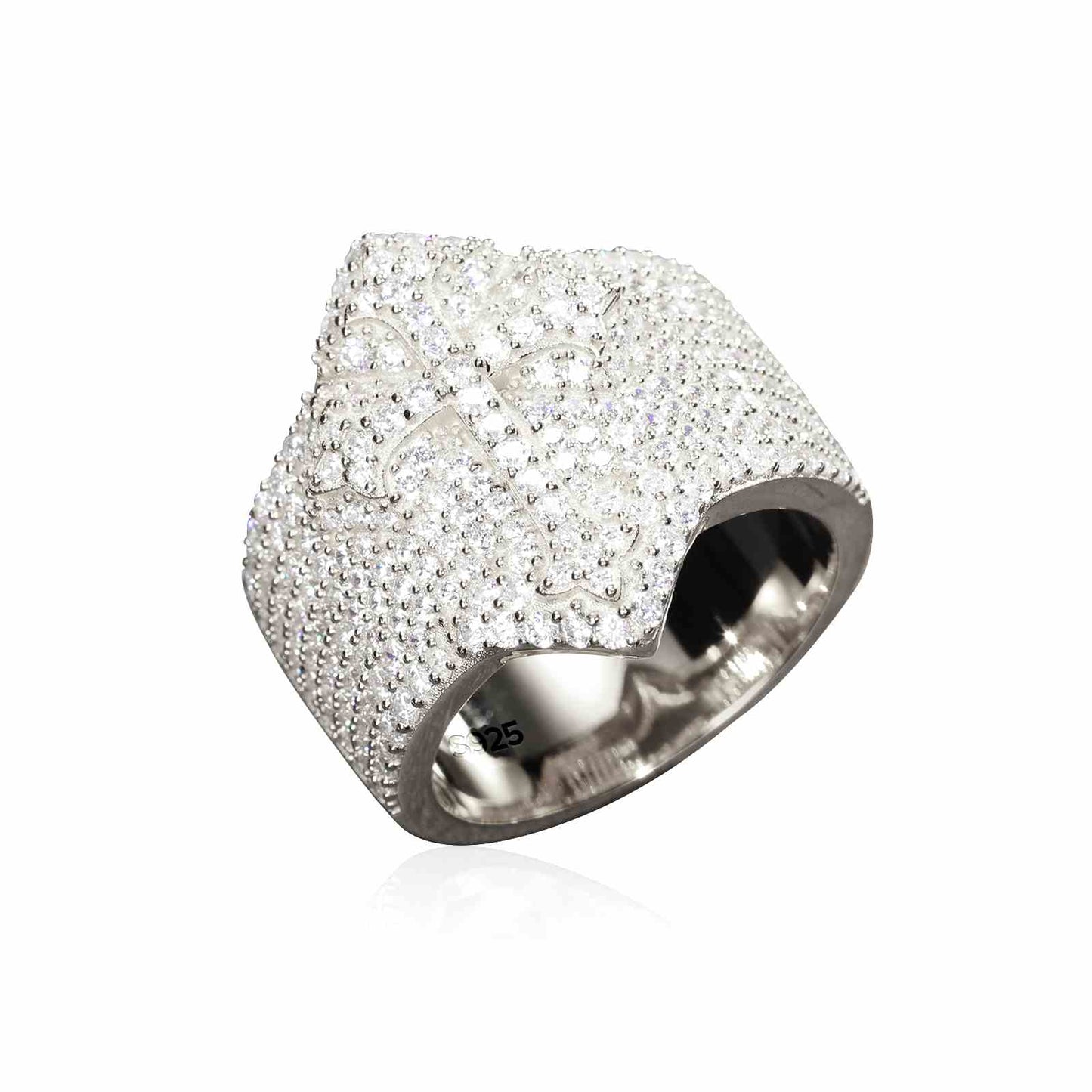 S925 Moissanite Iris Cross Signet Ring