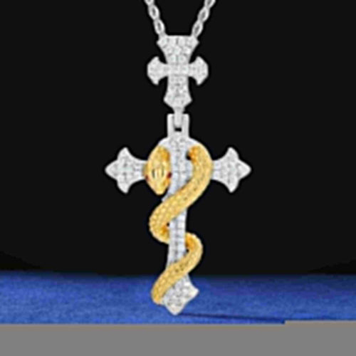 S925 Moissanite The Rod of Asclepius Cross Pendant