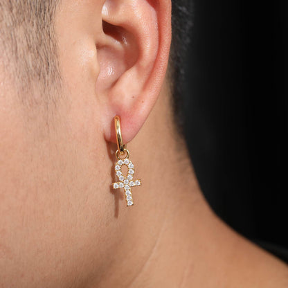 S925 Moissanite Ankh Cross Drop Earrings