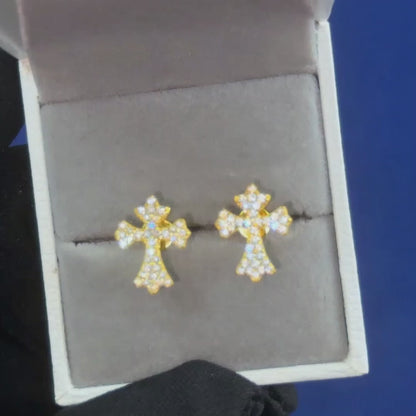 S925 Moissanite Iris Cross Stud Earrings