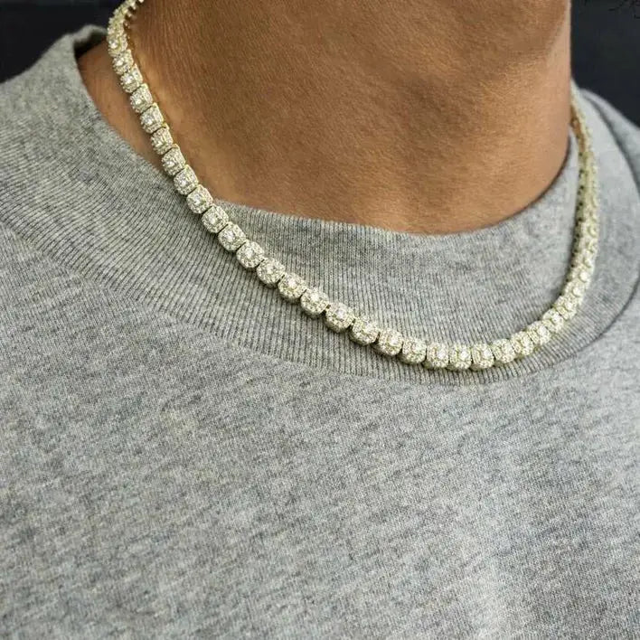 6mm S925 Moissanite Square Halo Tennis Chain