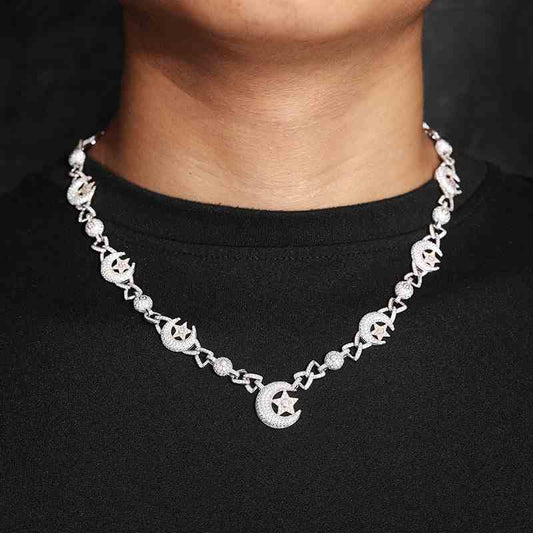 18.5mm S925 Moissanite Sun Moon Elf Ball Link Chain