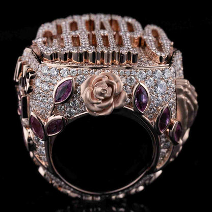 S925 Moissanite Custom Name Champion Ring With Rose Pray Hand Pattern