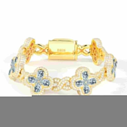 16mm S925 Moissanite Infinity Colored Four Leaf Clover Bracelet