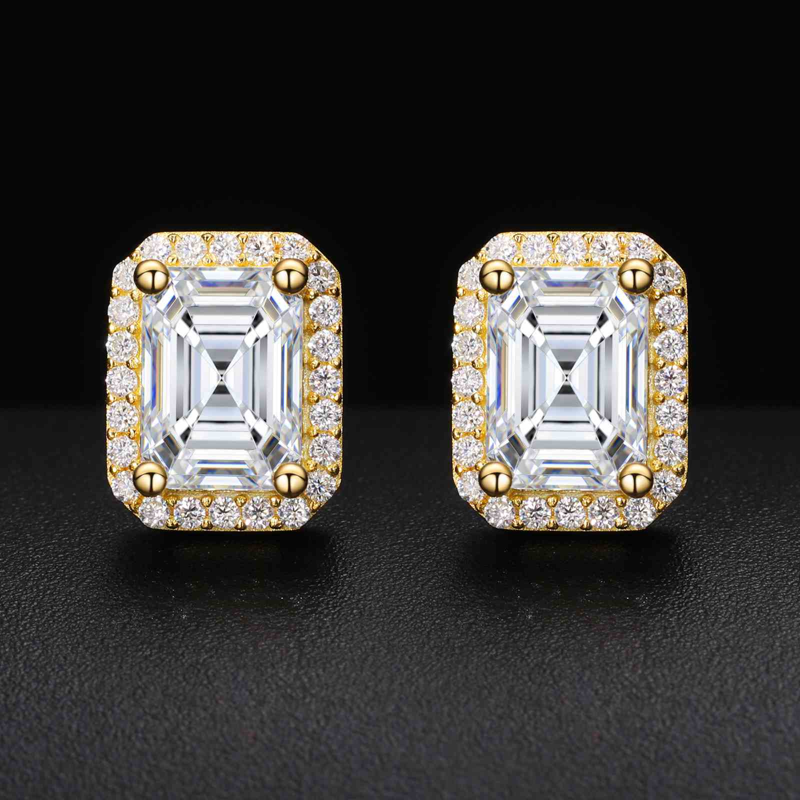S925 Moissanite Baguette Square Stud Earrings