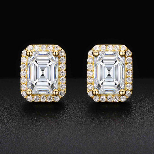 S925 Moissanite Baguette Square Stud Earrings
