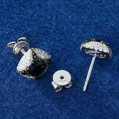 S925 Moissanite Black Four-pointed Star Stud Earrings