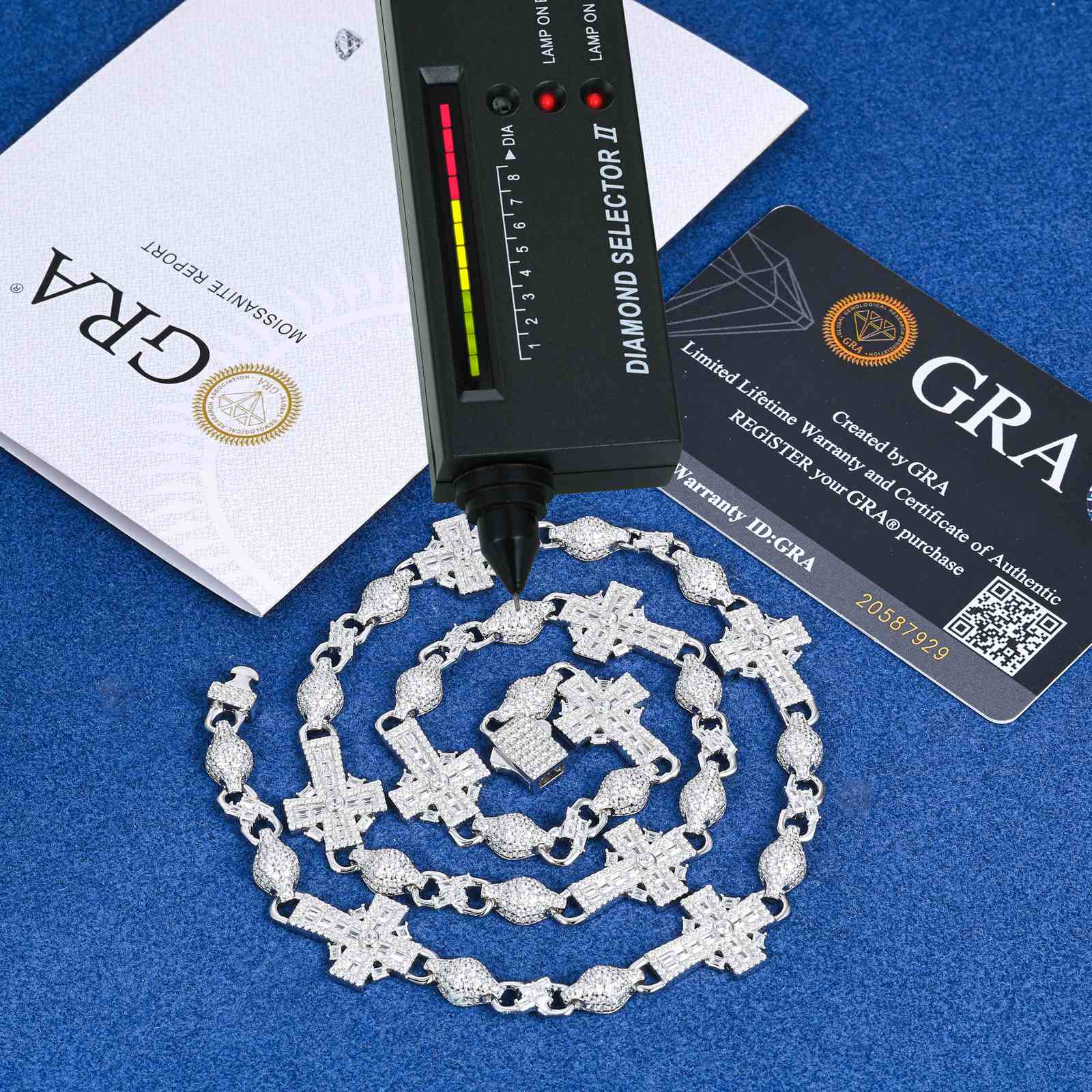 14mm S925 Baguette Moissanite Celtic Cross Chain