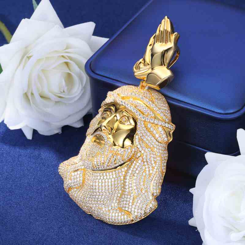 S925 Moissanite Jesus Piece Pendant With Pray Hand Bail