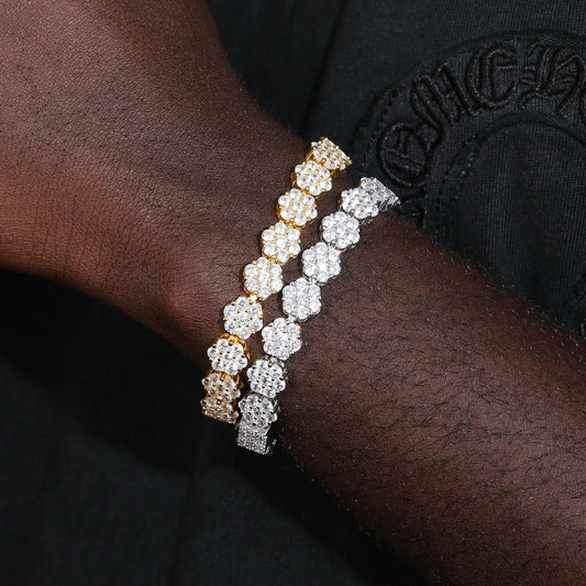 9mm S925 Moissanite Flower Tennis Bracelet