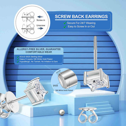 Princess Cut Moissanite Solitaire Stud Earrings