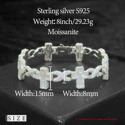 8mm S925 Moissanite Cross Infinity Cuban Link Bracelet