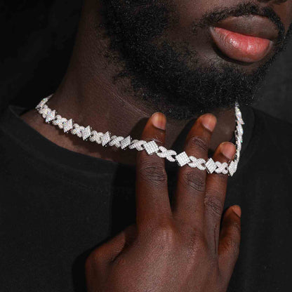 11mm S925 Moissanite Square Infinity Cuban Link Chain