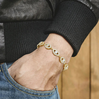 14mm S925 Moissanite Evil Eye Link Bracelet