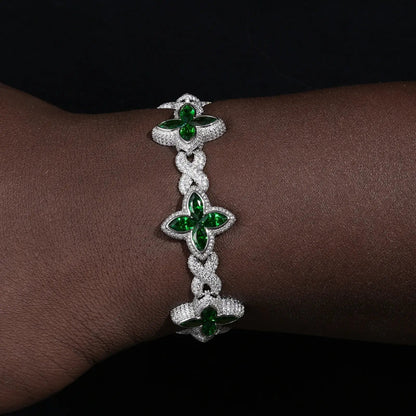 21mm S925 Moissanite Coloful Four Leaf Clover Infinity Bracelet