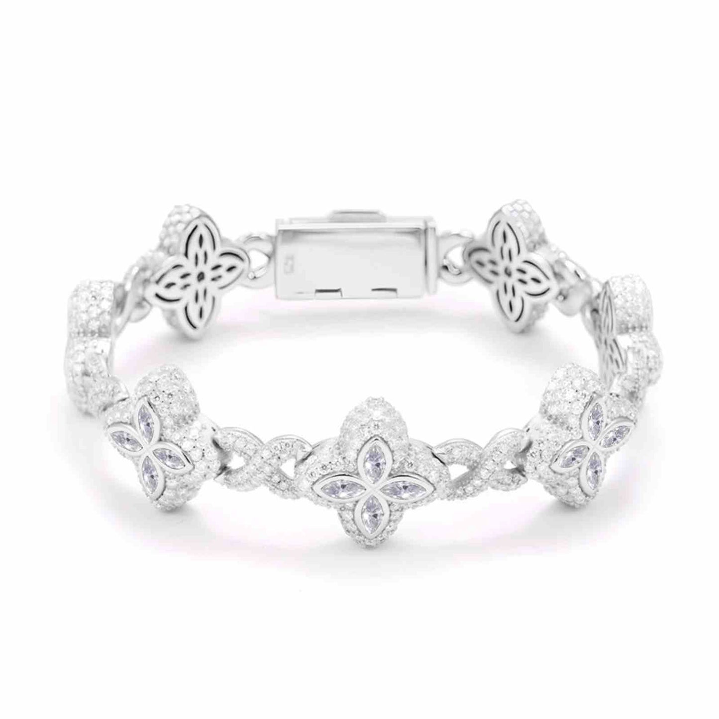 20mm S925 Moissanite Four Leaf Clover Infinity Link Bracelet