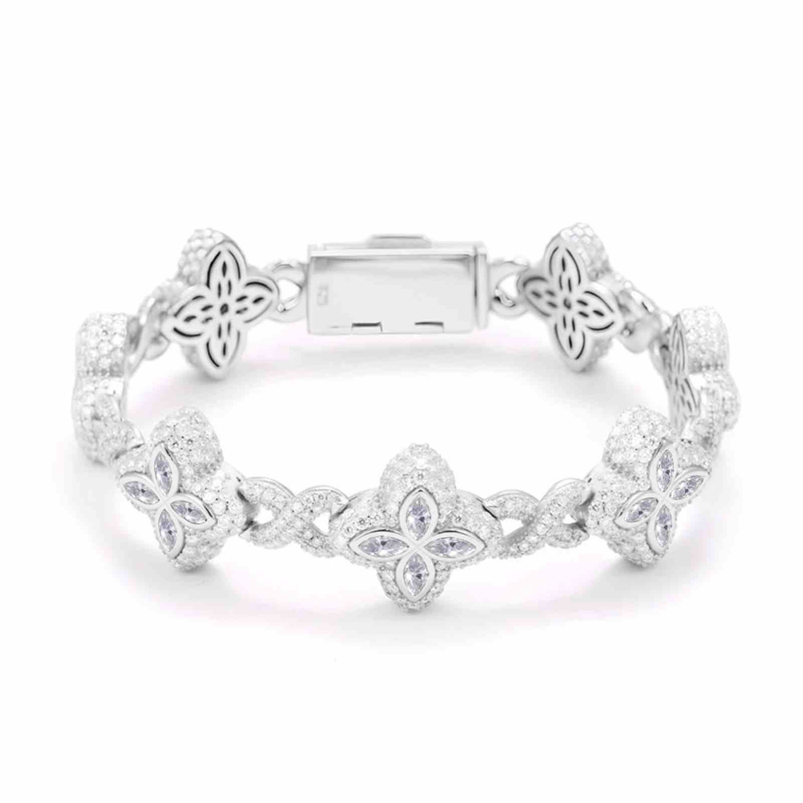 20mm S925 Moissanite Four Leaf Clover Infinity Link Bracelet
